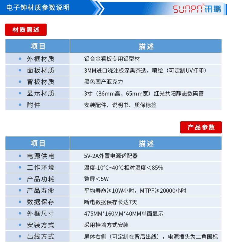 NTP/CDMA自動(dòng)校時(shí)電子鐘參數(shù)