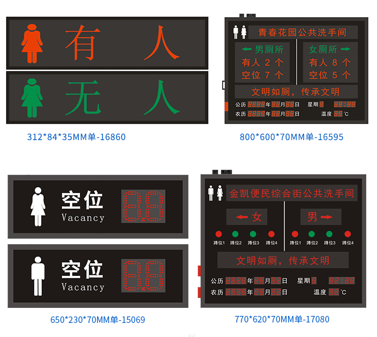 廁位狀態(tài)匯總顯示屏案例參考